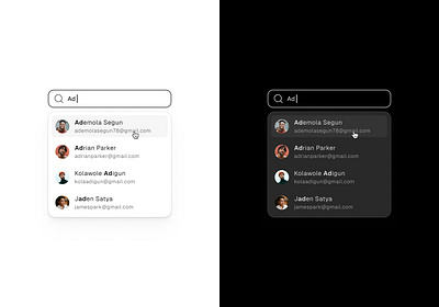 Search results light and dark mode. design dropdown figma illustration modal product design results search ui users ux
