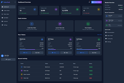 Create & Sell Your Own Crypto Token — Instantly. cryptodesign cryptotools dashboardui dribbble nft tailwindcss tokencreation uxdesign web3