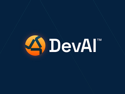 DevAI - Logo Design ai branding creative logo dev letter a logo military mission modern logo operation ops orange platform smart logo teams tech triangle ui work