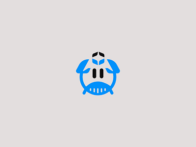 ChatBlu Crab ai animal bot circle fun geometric happy hold logo mark personality personification robot round tech