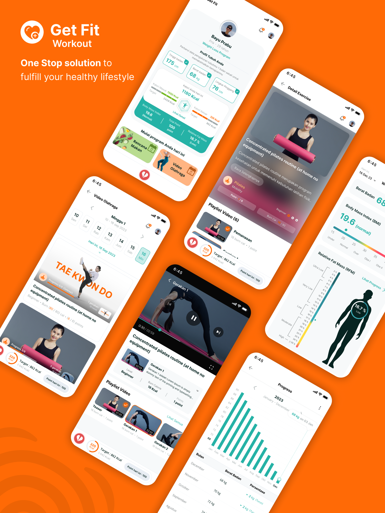 UI Mobile Apps - Workout Video apps bmi burn calorie getfit lifestyle mobile playlist video workout