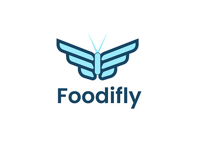 Modern Food Delivery Logo Design — Butterfly Wing Symbol app icon logo blue gradient logo branding branding for food startup butterfly logo clean minimal logo custom logo design delivery app logo food delivery logo food logo food tech logo logo modern logo restaurant logo startup logo tech food logo wings logo