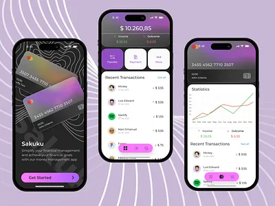 Sakuku Mobile Apps | UI/UX Designer app finance bank bankin app banking design ui digital banking e wallet ewallet finance app finances app financial app fintech fintech app management management finance mobile app mobile bangking money money transfer transfer