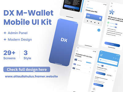 Dx M-Wallet Mobile Ui Kit darkmodeui designsystem figmadesign interactiondesign mobileappdesign productdesign prototyping uiuxdesign uxdesign uxresearch uxuidesigner webdesign