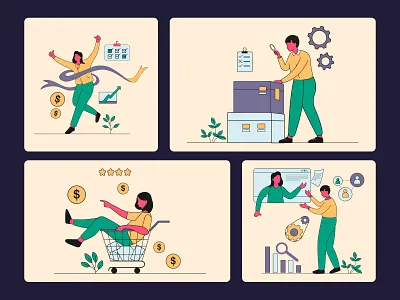 Flat Style Business Illustration 3d animation app app ui branding character illustration design element flat illustration graphic design illustration line illustration logo minimal illustration object illustration ui vector