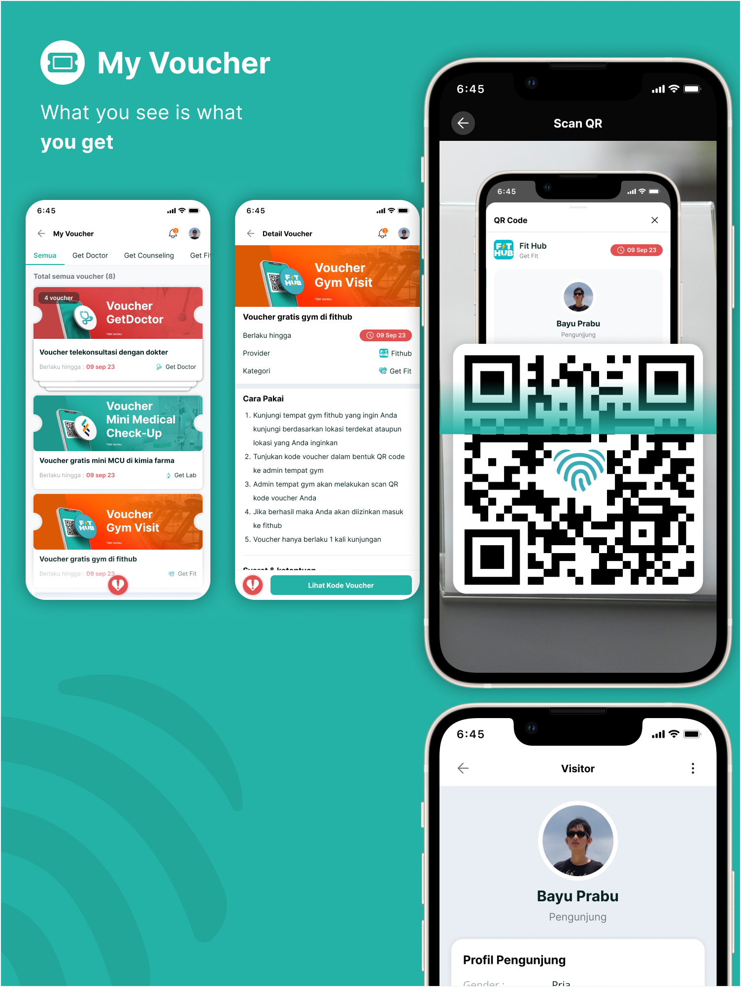 UI Voucher Payment - QR Visitor code corporate healthy lifestyle mobile payment qr ui visitor voucher wellness