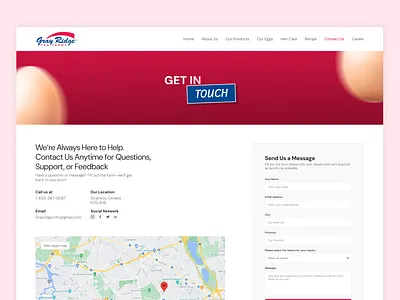 Contact us page contact page contact us graphic design red theme research ui uiux web application website