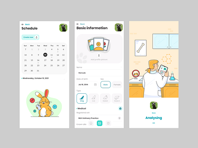 PetApp avatar branding calendar character character design design drawing flat health illustration lab nature pet rabbit science scientist texture ui vector woman