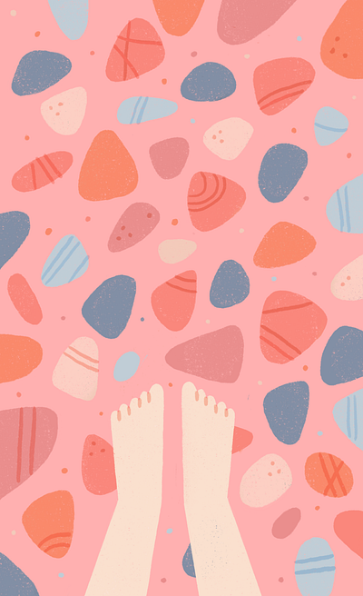 Stones and Pebbles barefoot beach feet illustration pebble procreate seashore seaside stone texture
