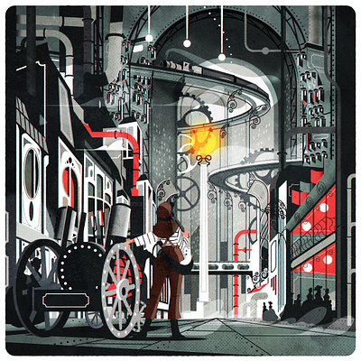 Brave new world city design illustration illustrator minimalist skyline steampunk texture underground vector