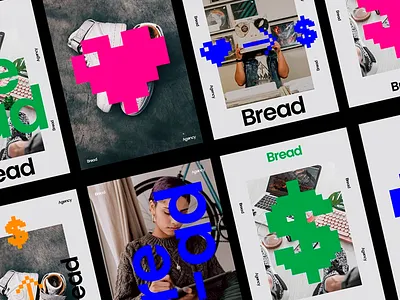 Bread Agency Ad Series ad designs ads advertisement agency advertisements bread bread agency bread company ads creative creative ads design graphic design modern modern style playful typography vibrant vibrant colors
