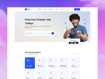 Job Portal Website UI/UX Design app branding design graphic design illustration jobportal logo minimal recruitmentplatform ui ux vector webdesign