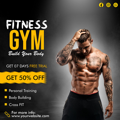 Social Media Post Design for GYM branding graphic design