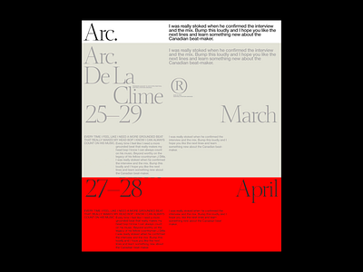 Arc Event Date Poster arc. bold typography clean creative creative design date poster design event date event dates event event poster grey modern poster red typographic poster typography white