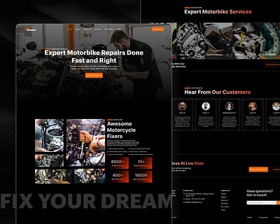 Motorbike Maintenance Portal Design 3d clean design digital graphic design landing page modern design ui