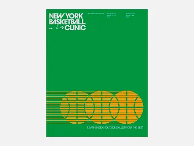 New York Basketball Clinic Poster basketball bold clean creative creative typography design graphic design green green background green poster new york clinic poster poster design simple simple poster typography