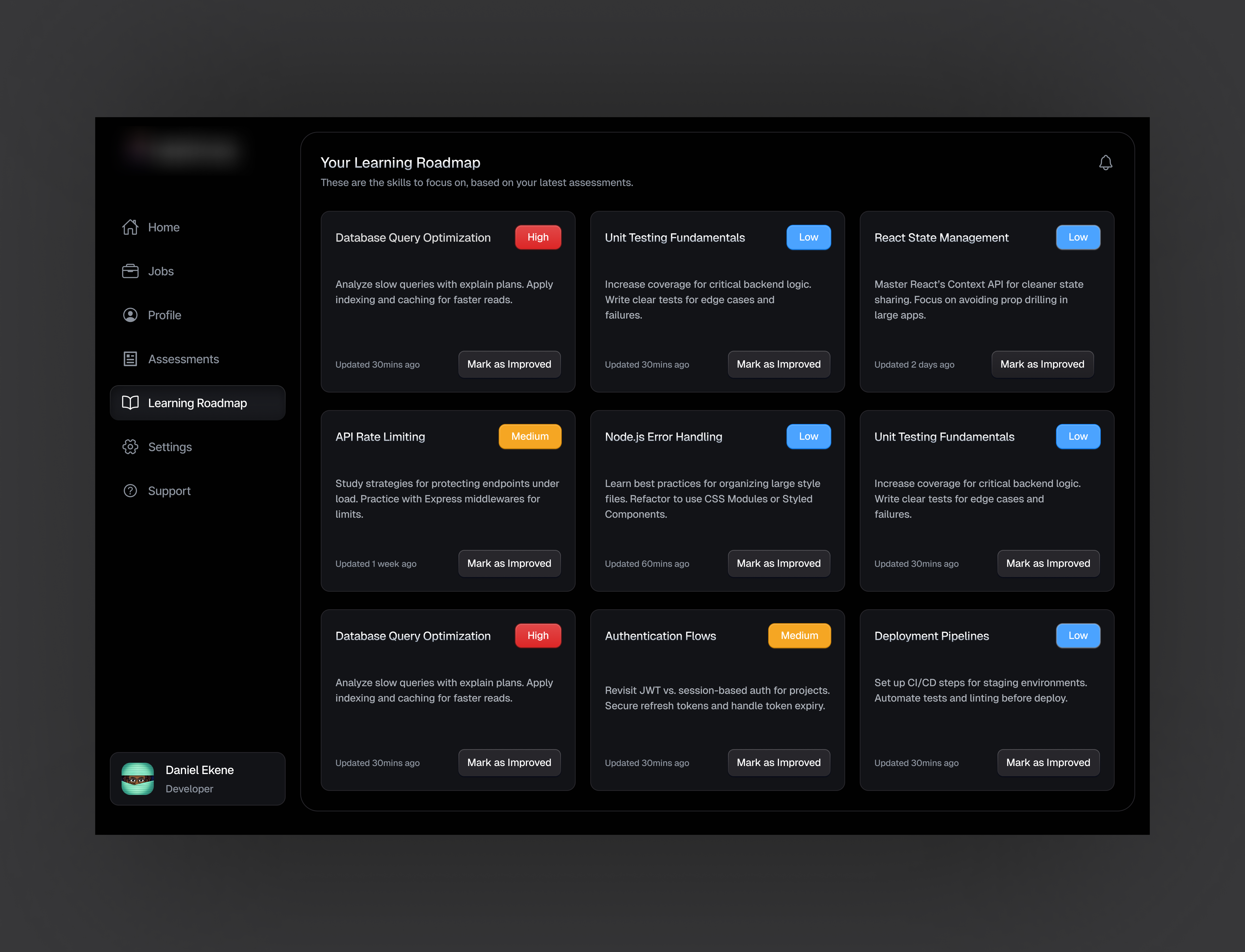 Learning Roadmap darkmode darkmode dashboard dashboard learning roadmap web page