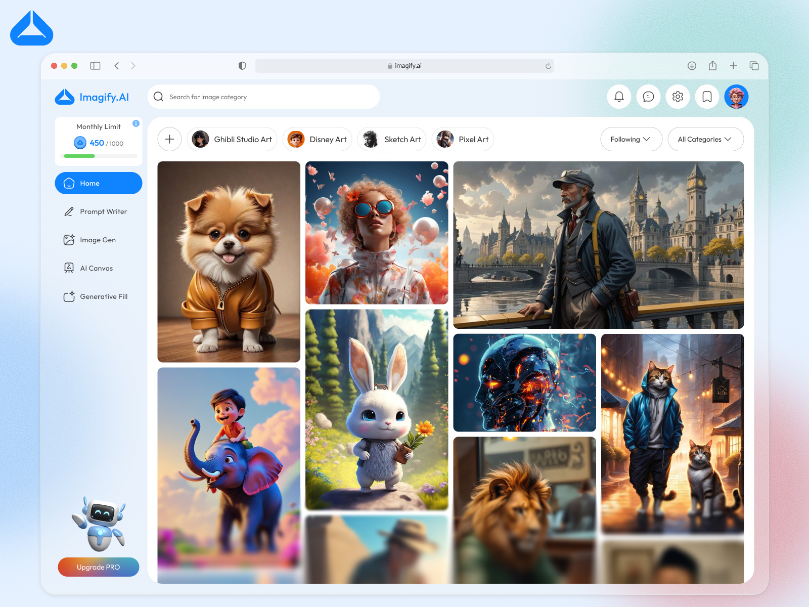 Imagify AI - Image Genrator App ai application ai tools artificial intelligence bmvsi desktop app digital imaging mage generator prompt engineering rt generation uiux design web app