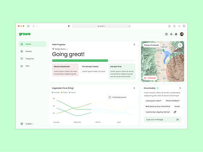 Growa agriculture clean dashboard design farmer minimal ui