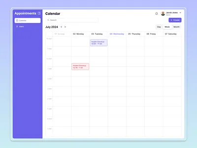 Appointment Calendar - Web App Design branding calendar colors creative daily hunt daily work doctor doctor app dribbble gradient graphic design health checkup landing page login patient health schedule sign up ux web app website