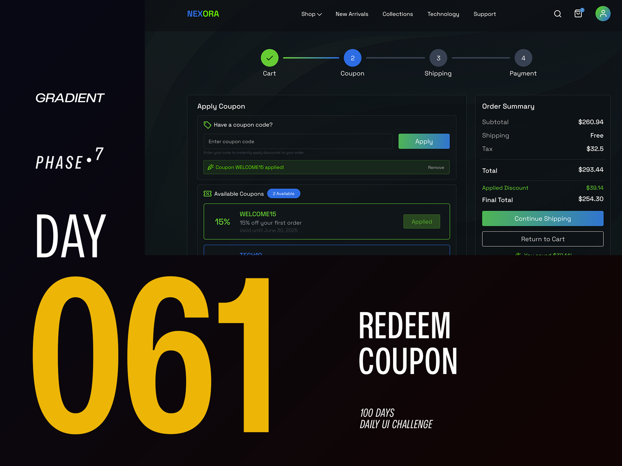 Redeem Coupon - DailyUIChallenge 100daysui branding dailyui dailyuichallenge design illustration logo ui uiux website