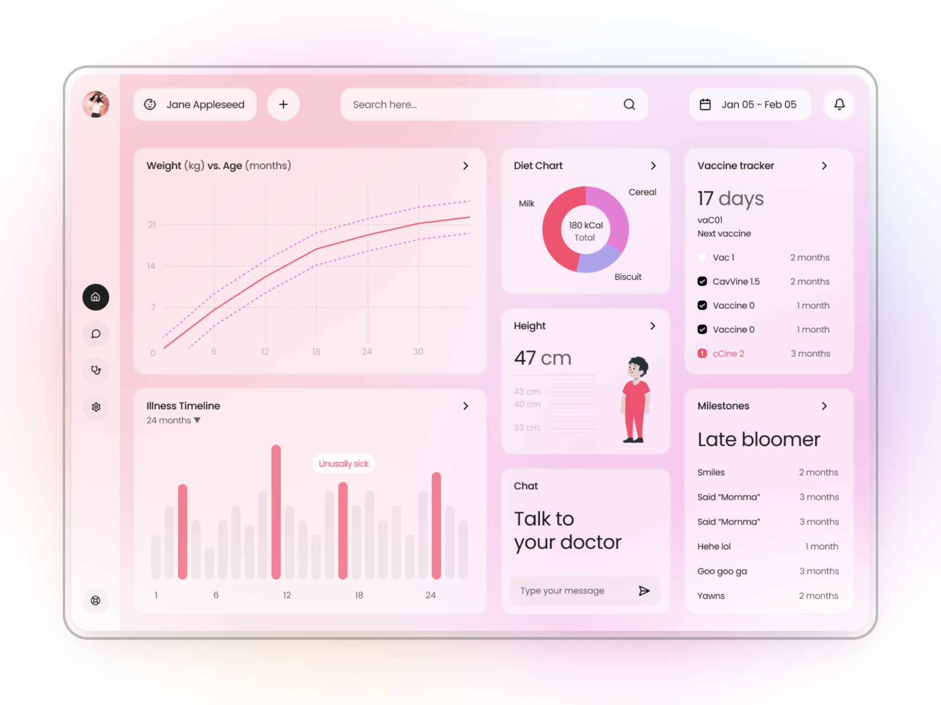 lazyMama baby dashboard design glassmorphism growth smart tracker ui uiux