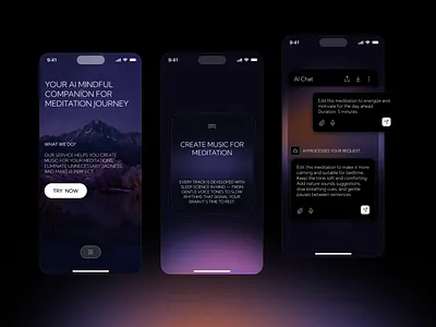 AI service for creating meditations app branding design landingpage mobileapp ui ux webdesign