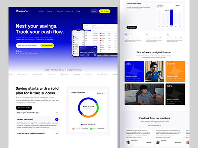Monexa – Finance Management Landing Page. banking finanance finance landing finance management finance website home page interface landing page money money landing monney tracker website personal finance uiux website