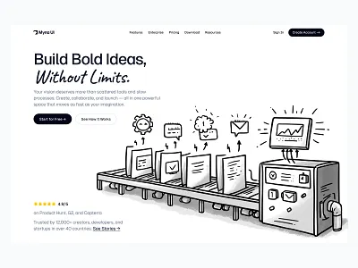 Landing Hero 🏭 design header hero hero section landing landing page minimal saas ui web design