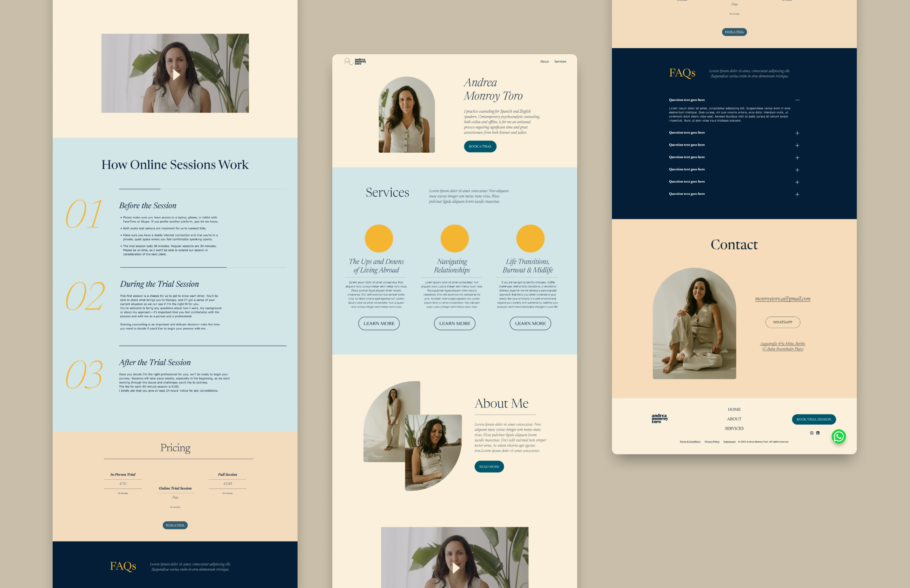 Example of Website Design (Figma, Squarespace)