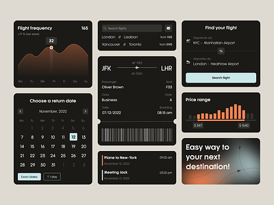 Flight Ticket Widgets app app design application boarding pass booking system card dashboard design figma flight search fligth minimal plane ticket travel travelling ui ux widget widgets