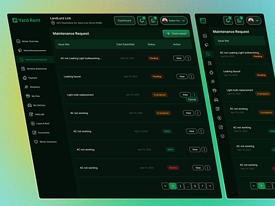 Dark Mode Activated – Home Yard Rental Dashboard anylitcs app branding dashboard desktop figma home landing page rental ui user experience user interface ux website