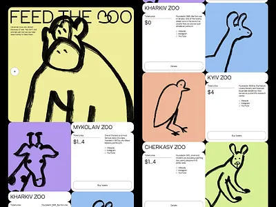 Feed The Zoo Donation Platform - UI Design animal welfare colorful creative design design humanitarian aid illustrative design landing page non profit ui ui design user experience user friendly user interface ux ux design uxui zoo support