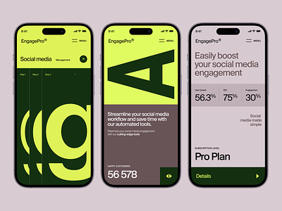 EngagePro Mobile App Concept analytics boost concept design digital infographic inspiration instagram interface managemnet marketing mobile app service social media startup typo typography ui umm ux