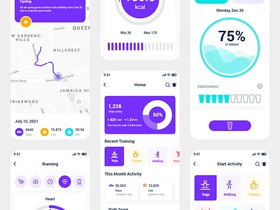 Vigour – Health Fitness Mobile App blood tracking app booking figma fitness mobile app gym app health app ios mobile app sport tracking traning app ui uikits water tracking workout app yoga app