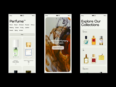 KK® clean design design ecommerce editorial hero homepage landing page layout minimalist mobile perfume product shop store ui web website