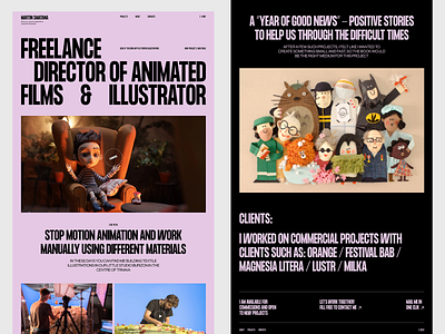 Freelance Animator Portfolio Web Design cartoon cartoonish dark theme design graphic design landing page typo typograhy typographic design ui ui design user interface ux ux design uxui