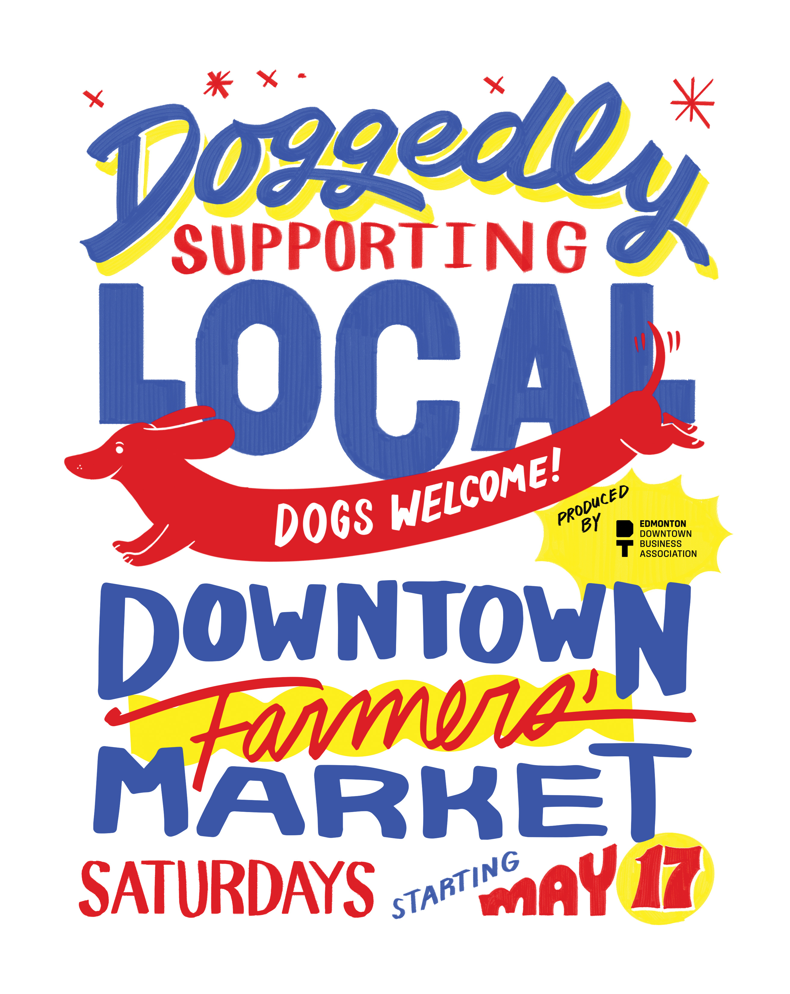 Downtown Farmers' Market Magazine Ad dogs editorial editorial illustration farmers market hand drawn handlettering illustration layout design lettering type typography