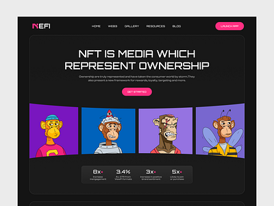 Nefi NFT - Web Design dark mode hero section landing page landing page design nft ui web design web3
