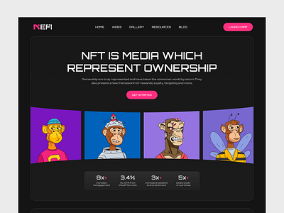 Nefi NFT - Web Design dark mode hero section landing page landing page design nft ui web design web3
