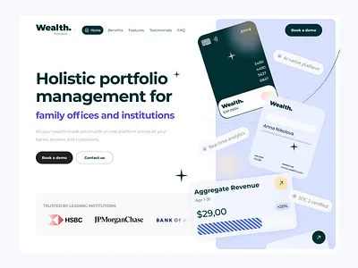 Management Platform for Family Offices & Institutions branding financial institution fintech homepage landing page ui wealth management web design