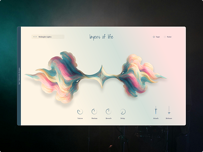 Layers of Life – Cinematic VST Plugin UI atmosphericdesign au audioplugin cinematicaudio daw life motionaudio music musicinterface productdesign sounddesign synthdesign uidesign visualsound vst3 vstplugin