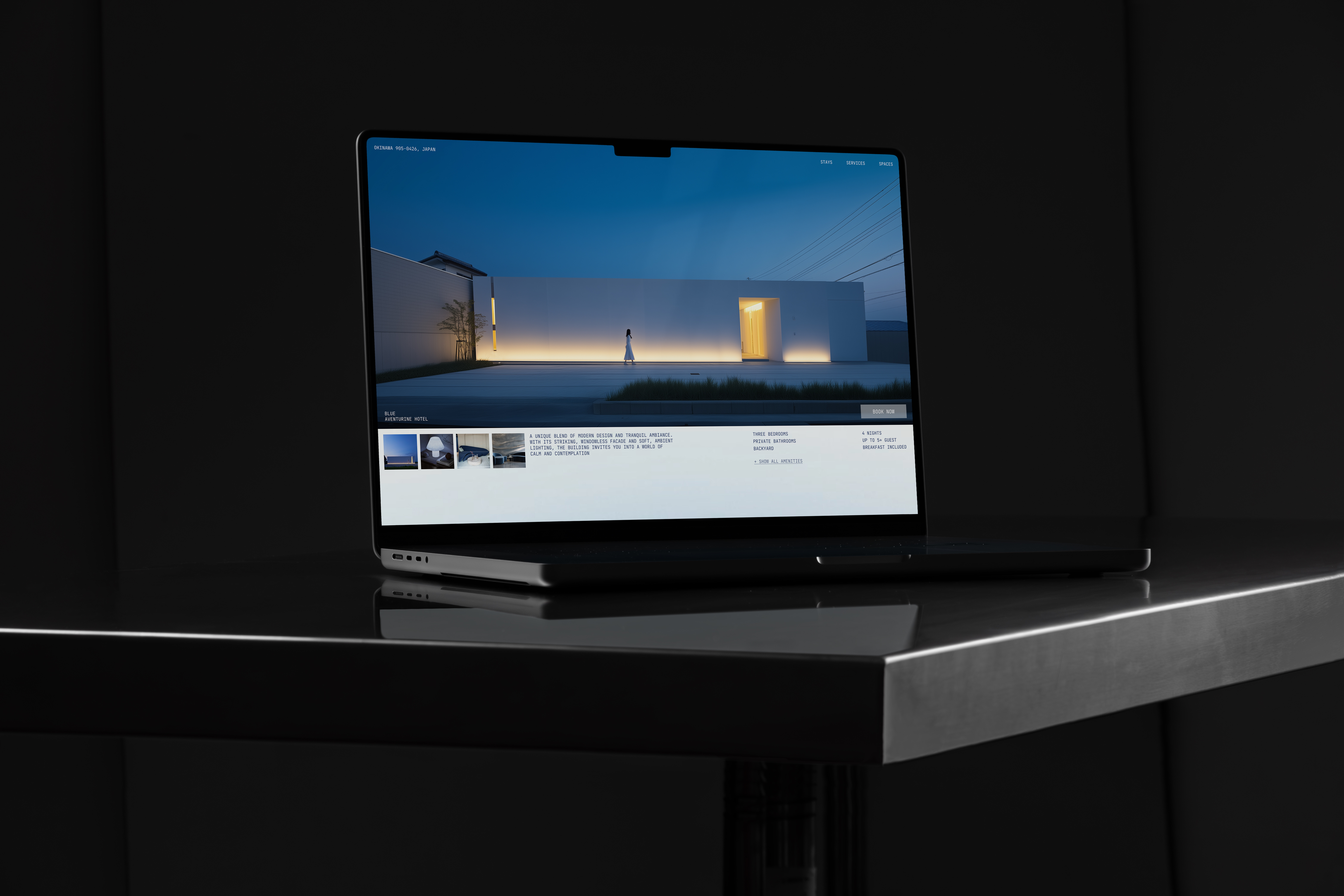 Blue Aventurine Hotel - Product page animation hospitality hotel hotel page japan japanstyle layout luxuryhotels minimal stays webdesign websitedesign