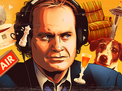 Frasier alexander wells digital folioart illustration portrait tv