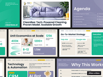 Cleaning Service Investor Pitch Deck Modern Presentation Design bento design businesspresentation cleaningcompany cleaningservice corporate figma graphicdesign investment investor keynote modern design pitch deck design pitchdeck powerpoint presentation slide design slides startup