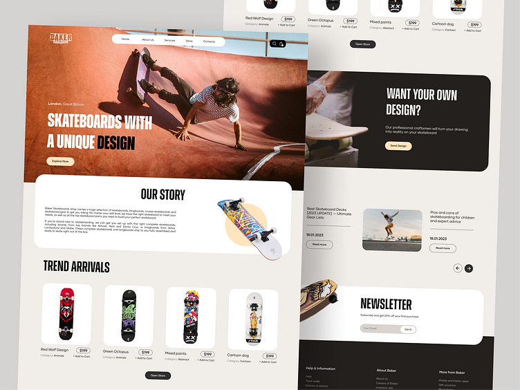 Baker Skateboards - Ecommerce Selling Skateboards by Usman A. on Dribbble