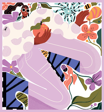 Et Moi character digital editorial floral folioart illustration pattern