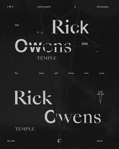 ˣ Rick Owens → kinetic type. black design branding burtalism corporate dark dark mode fashion week goth gothic identity kinetic type minimal design motion branding motion graphics motion identity motion type parallax rick owens typography