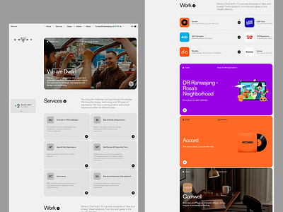 Creative Agency Service Web Design agency website case study content first creative studio design showcase grid system interactive cards project highlights responsive layout service grid ux strategy visual identity