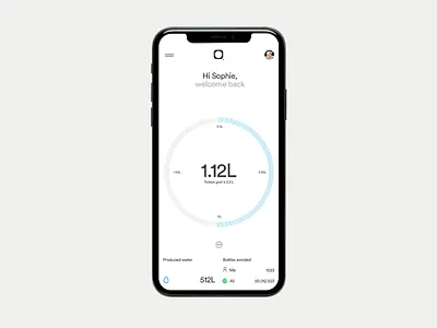 Hydration Tracker Mobile Interface circular progress clean interface daily progress eco awareness eco tracking fluid metrics goal interface health hydration app hydration tracker mobile health mobile interface smart visuals ui design ui simplicity user goal ux design water tracker